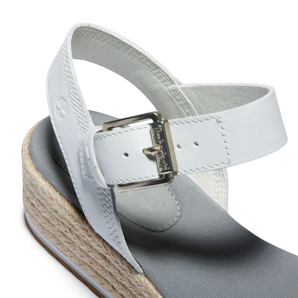 Timberland Womens Sandals Santorini Sun Ankle Strap - White - India LG4952678